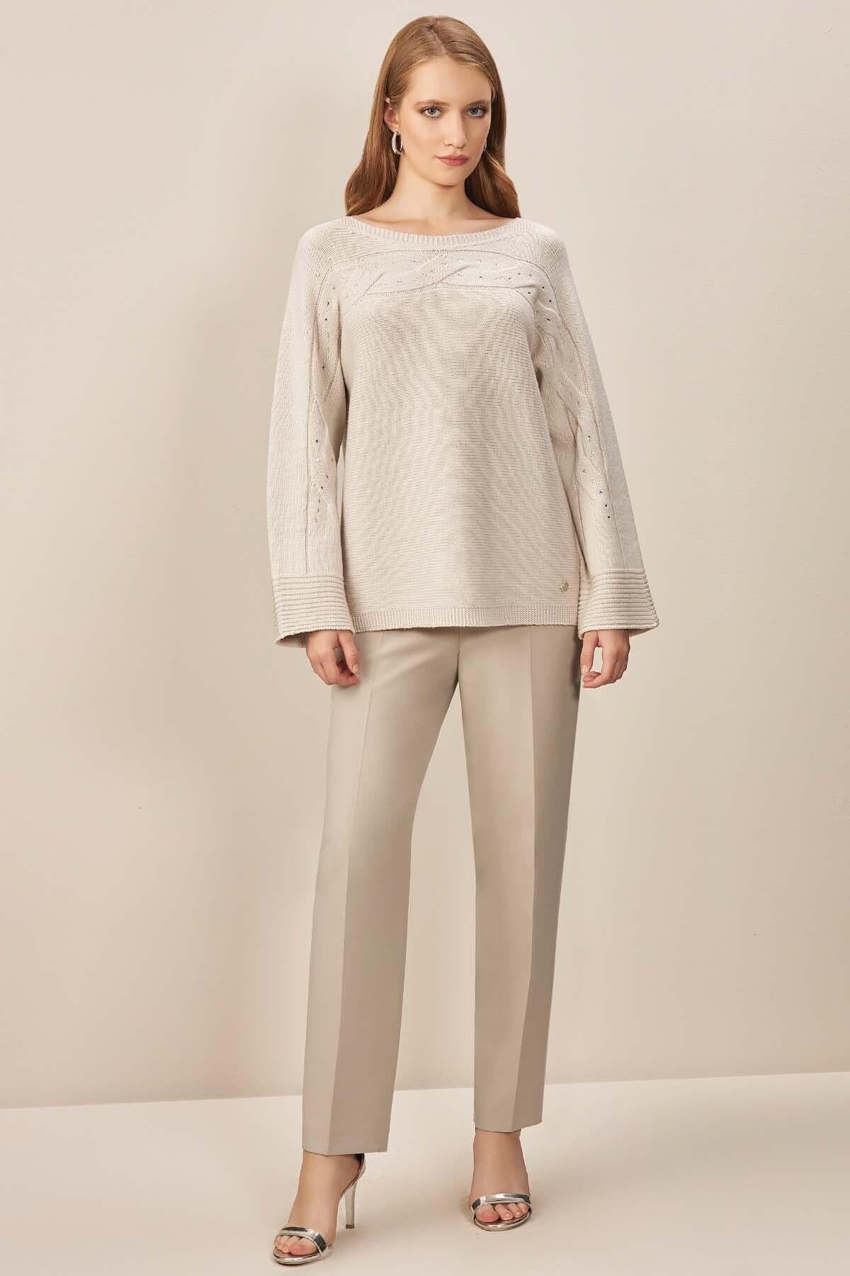Boat Neck Stone Knit Sweater