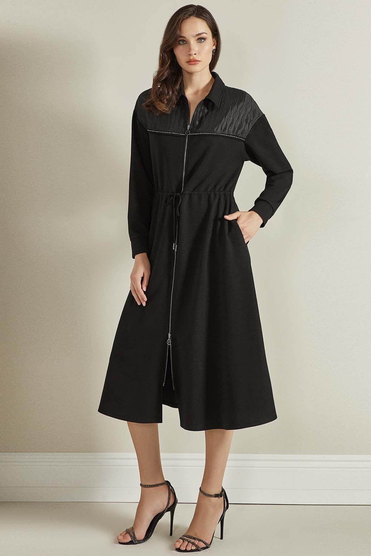 Flared Black Knit Dress