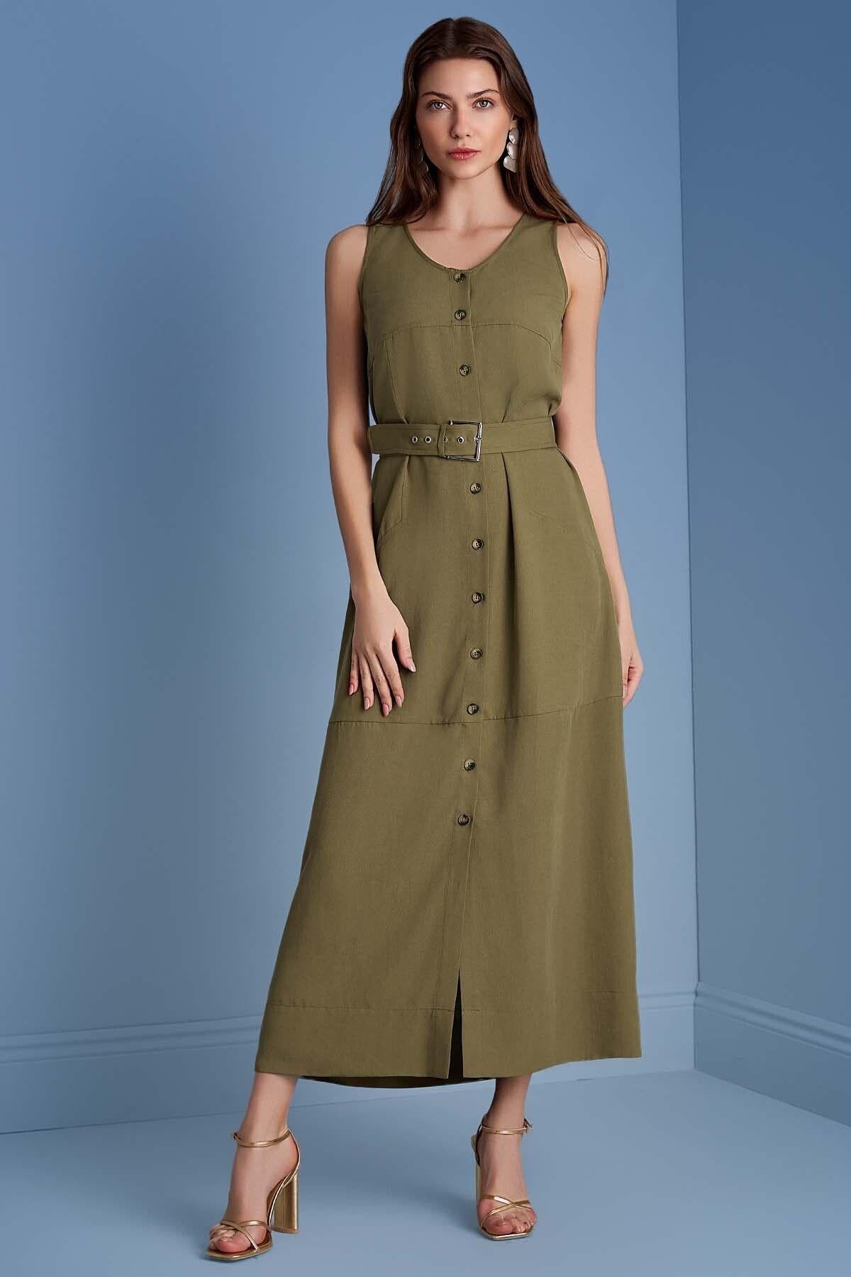 Sleeveless Khaki Dress