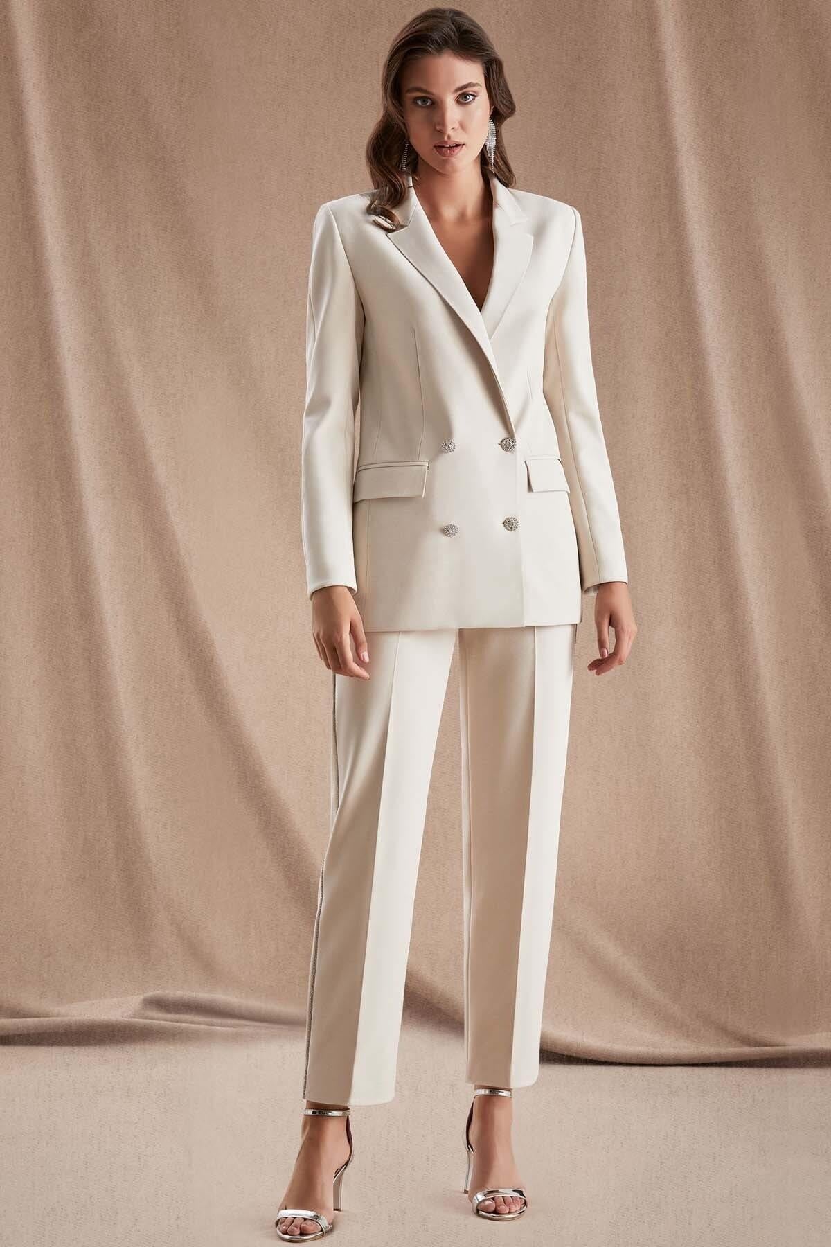 Double-Breasted Beige Blazer