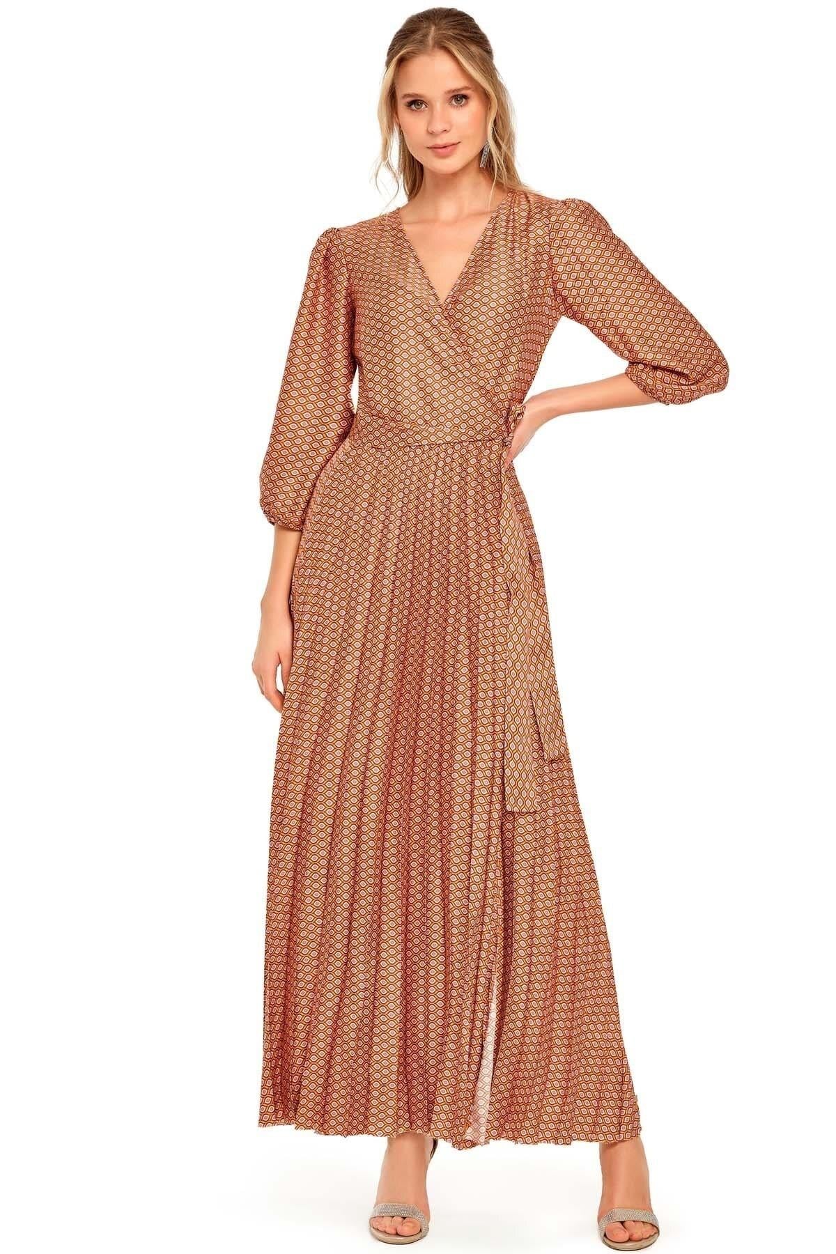 Double-Breasted Salmon Woven Dress