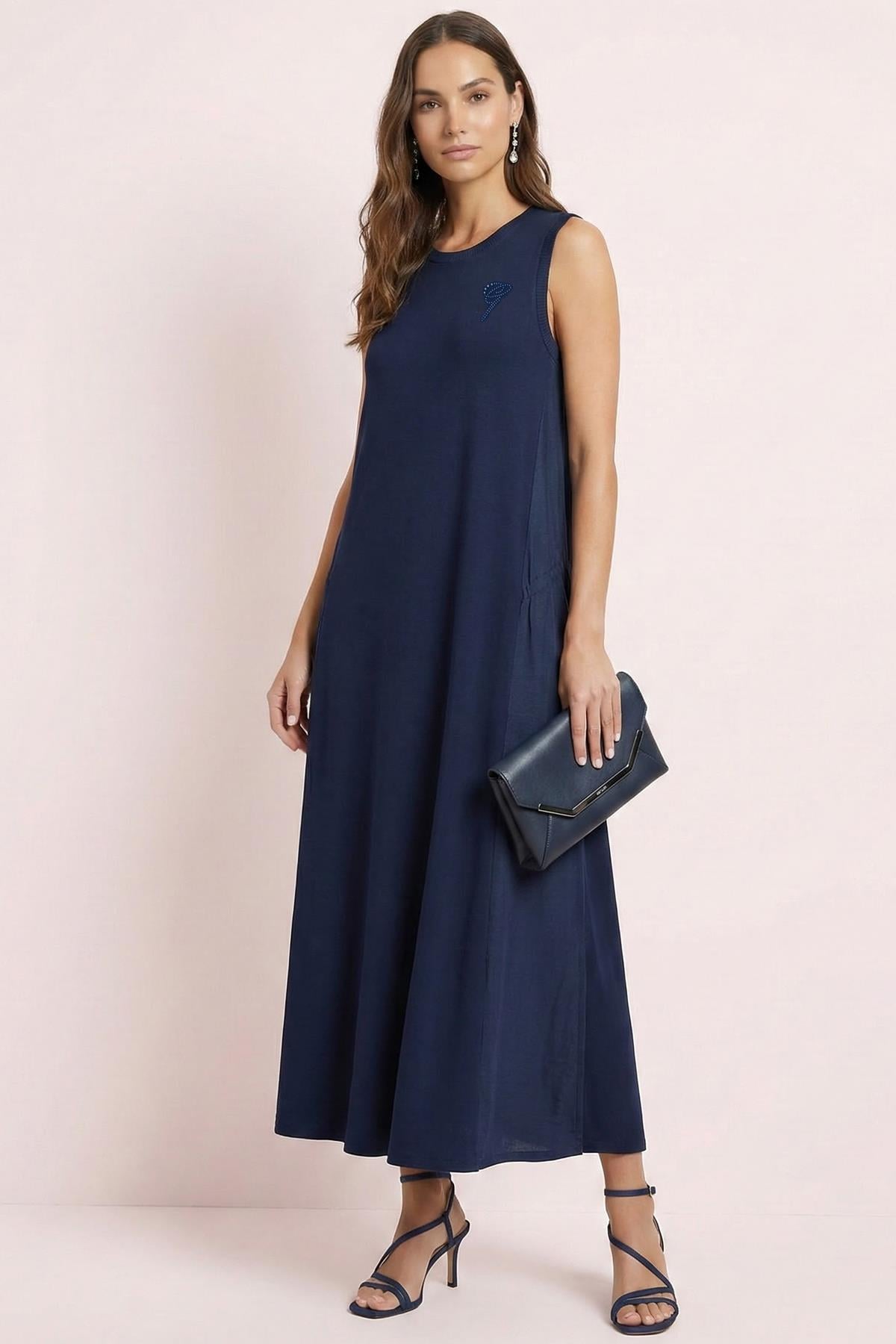 Midi Navy Cotton Dress