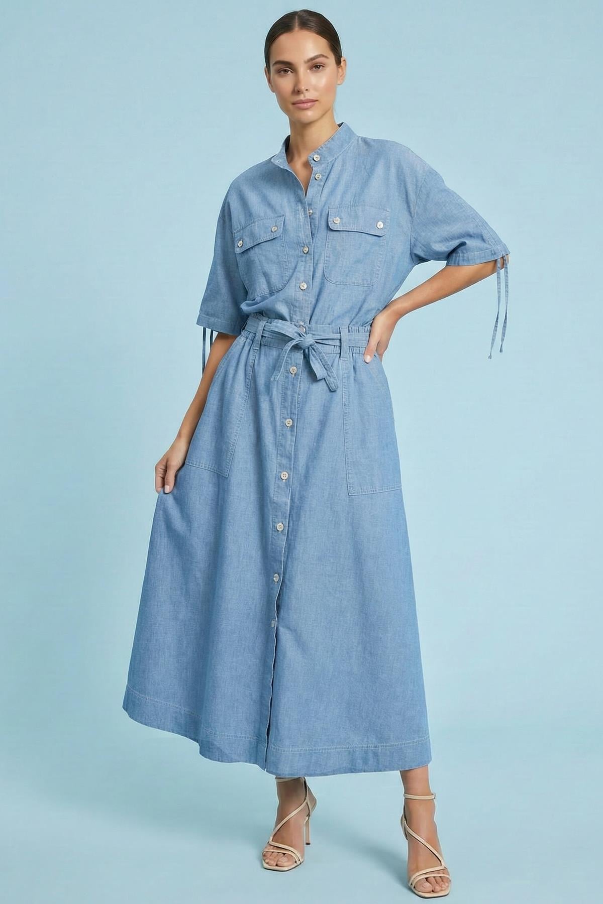 Midi Blue Non-Denim Skirt