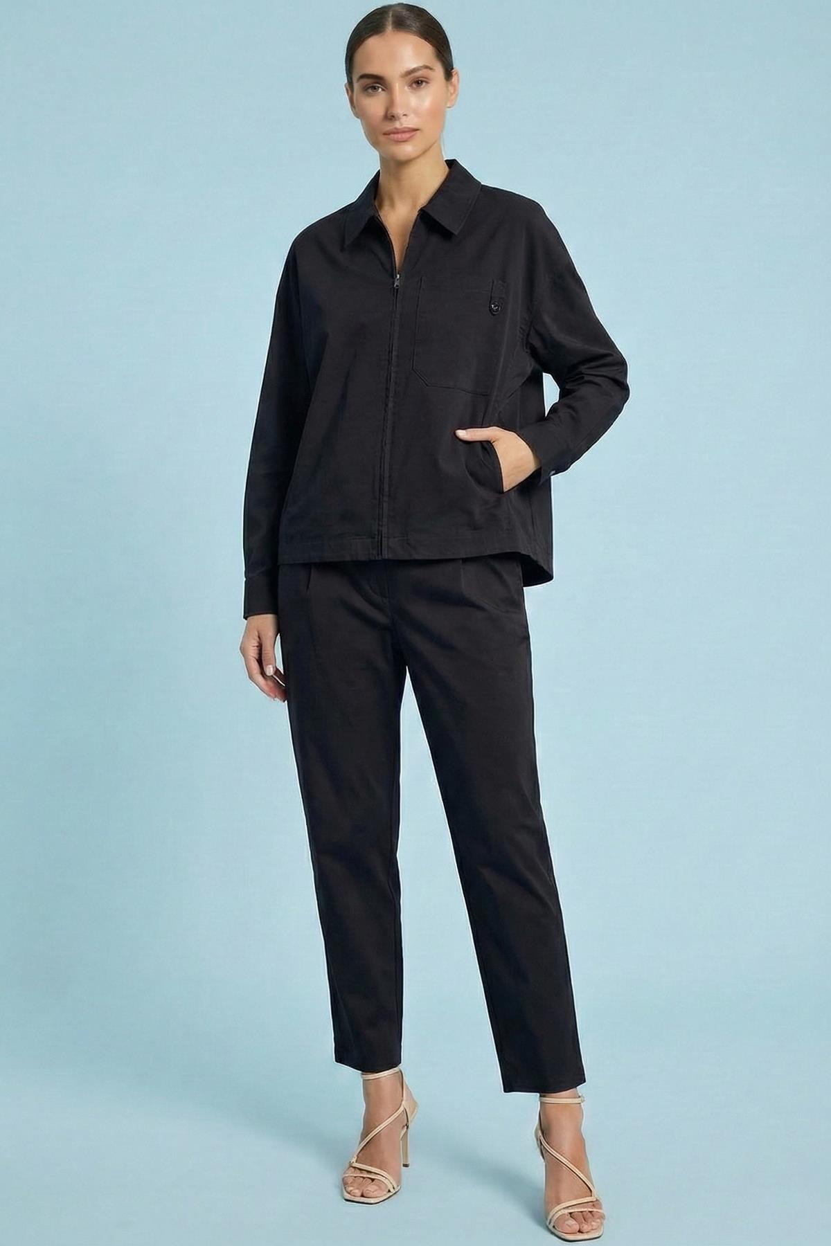 Oversize Black Poplin Jacket