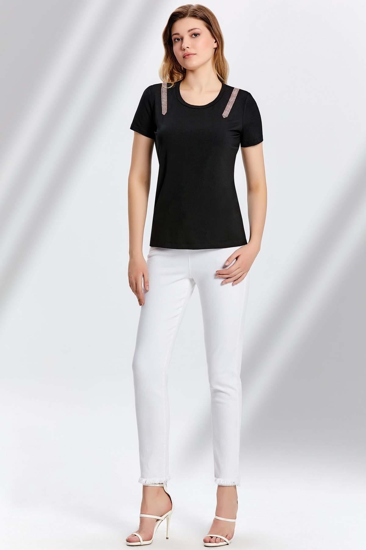 Fringed Hem Ecru Cotton Trousers