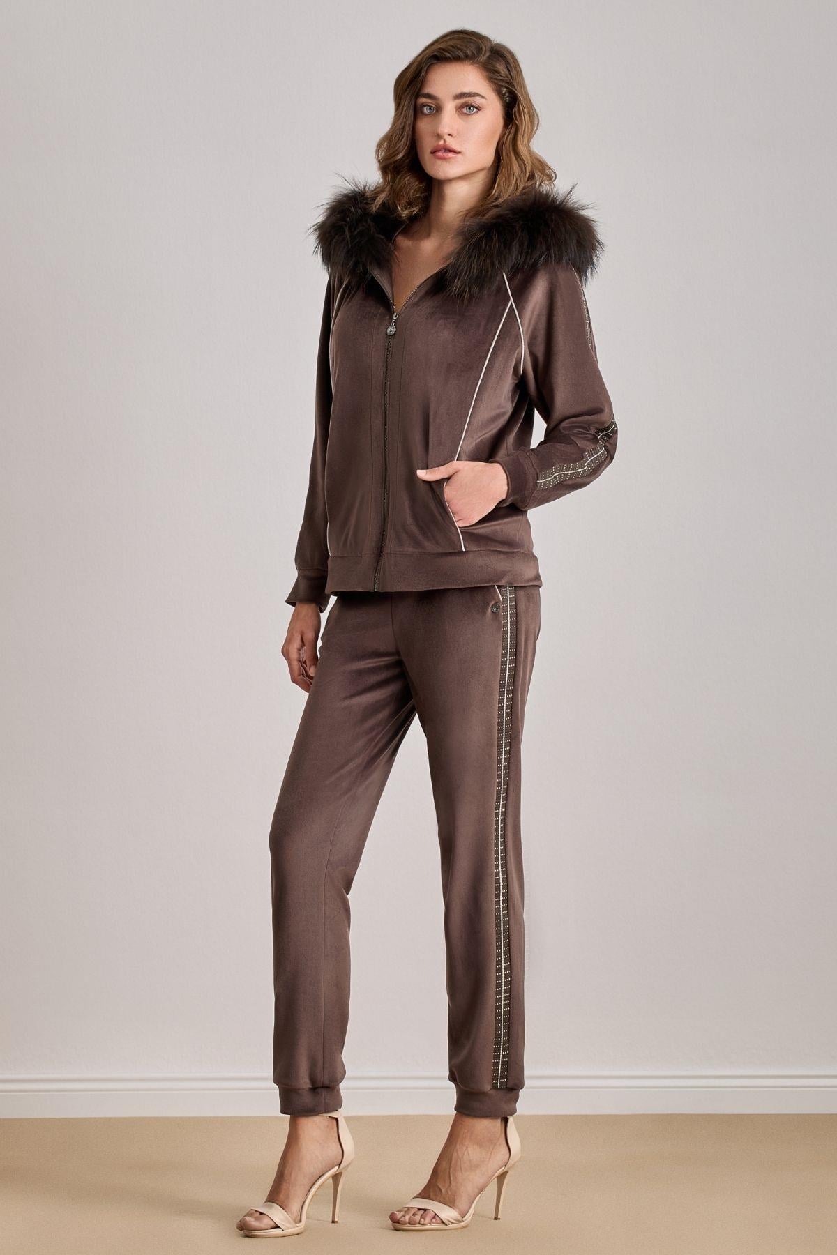 Sporty Brown Velvet Jacket