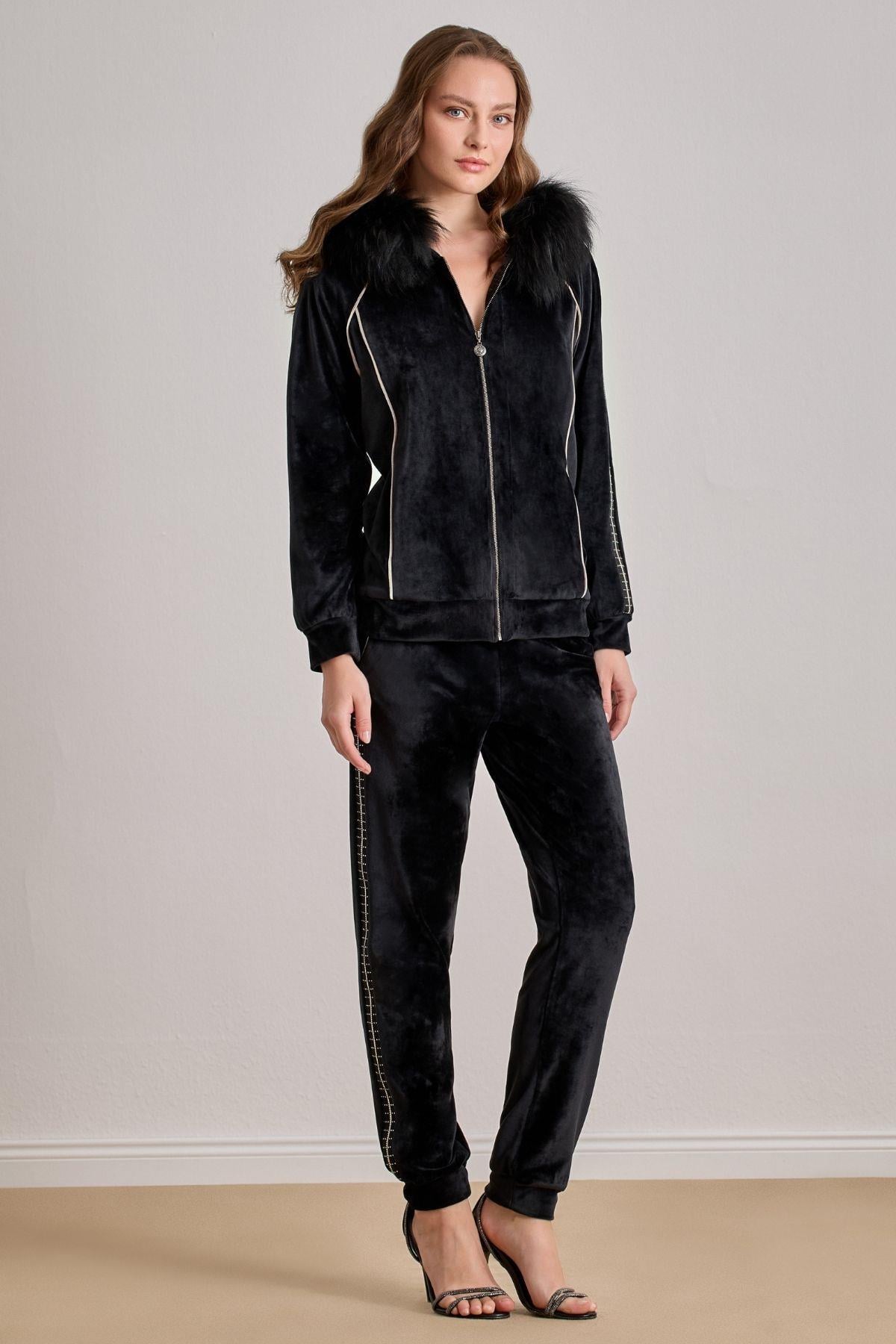 Sporty Black Velvet Jacket