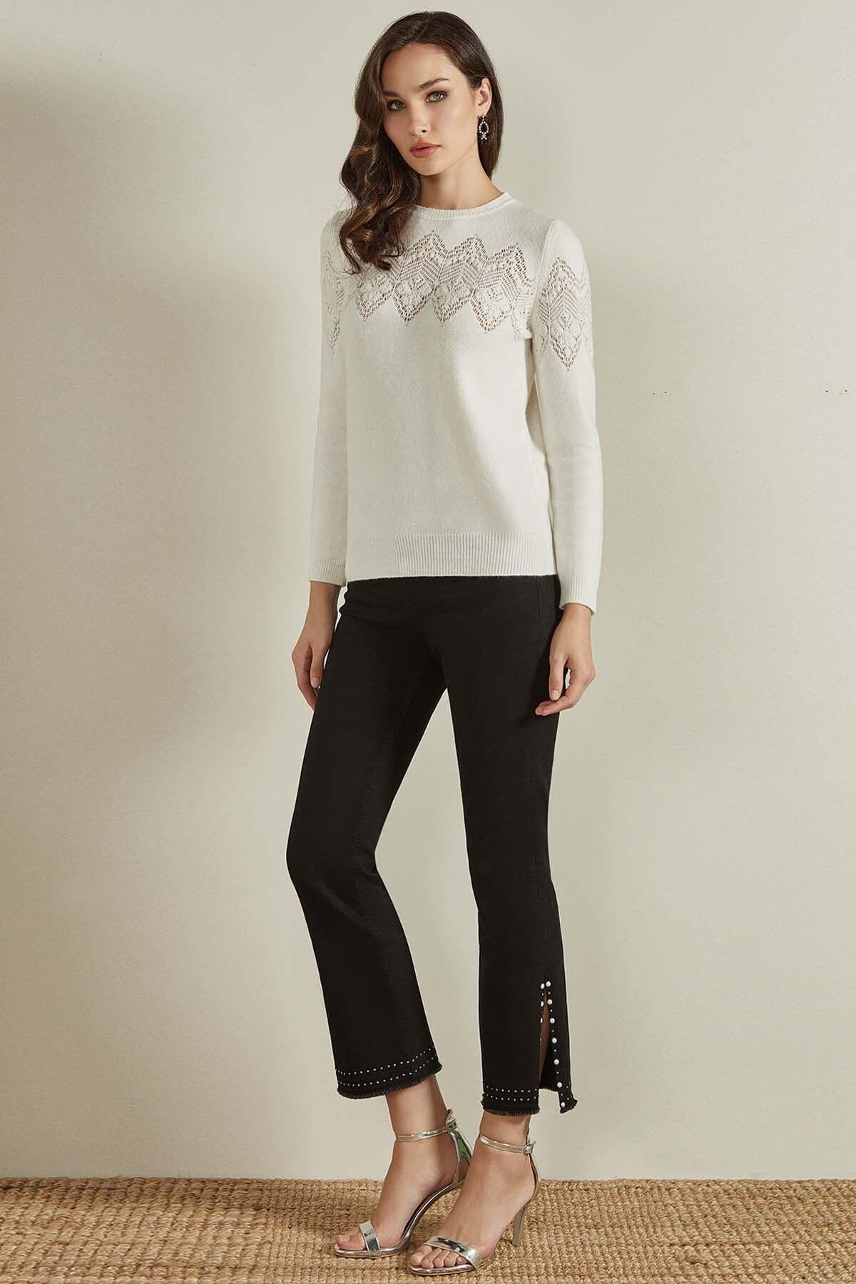 Long Sleeve Ecru Knit Sweater