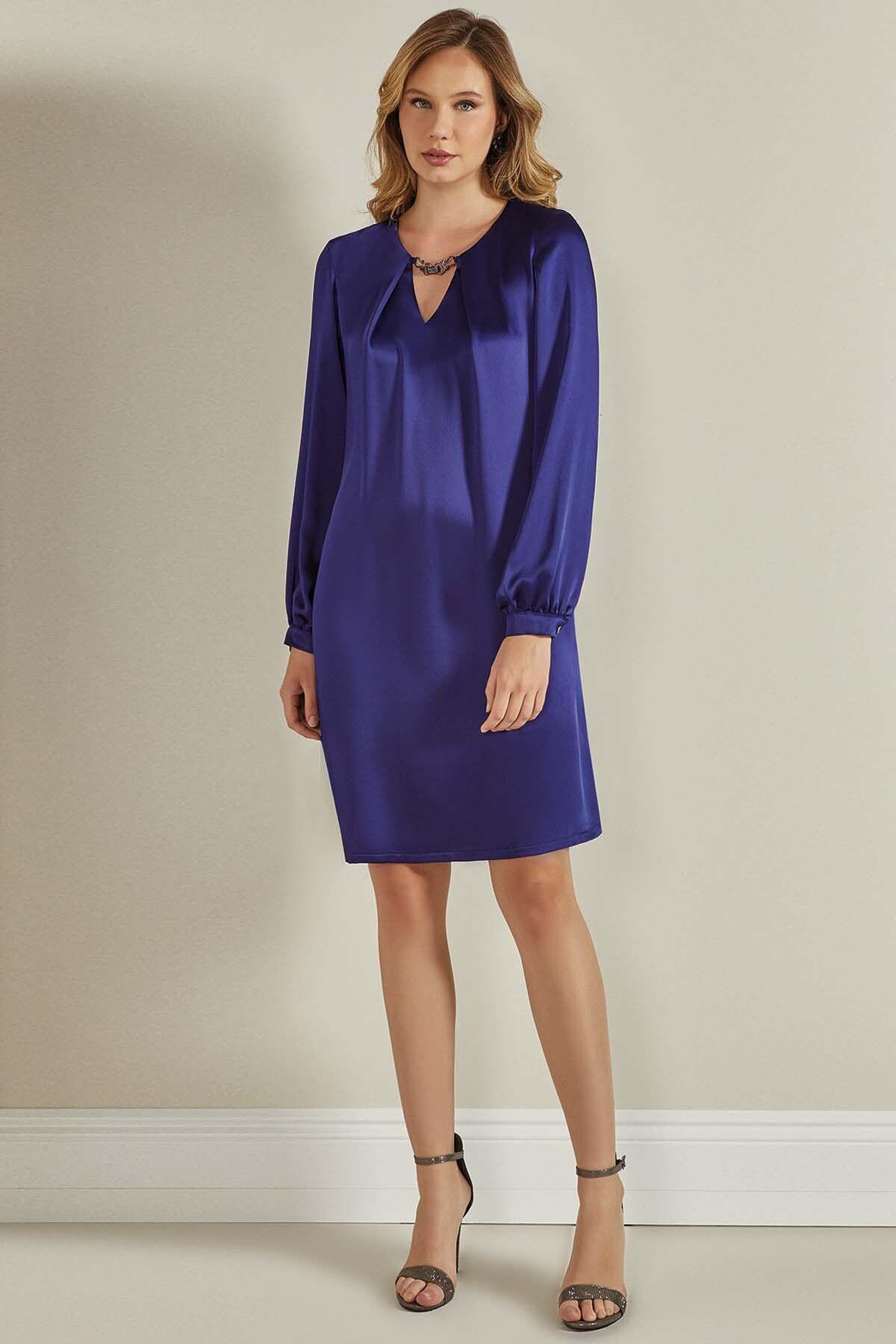 Long Sleeve Midnight Blue Woven Dress