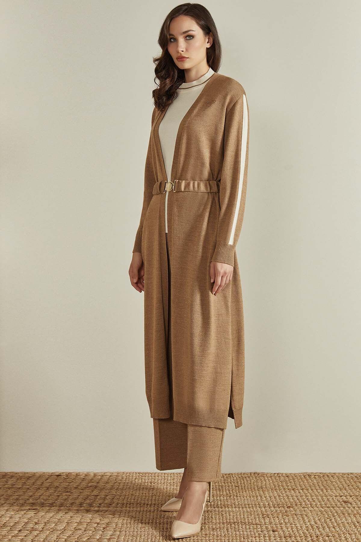 Long Sleeve Brown Knit Cardigan