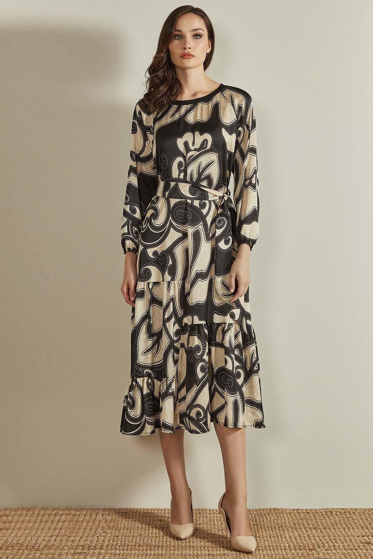 Round Neck Multi-Color Printed Dress