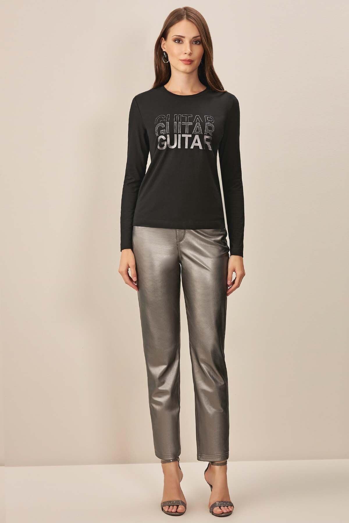 Round Neck Black Jersey Blouse