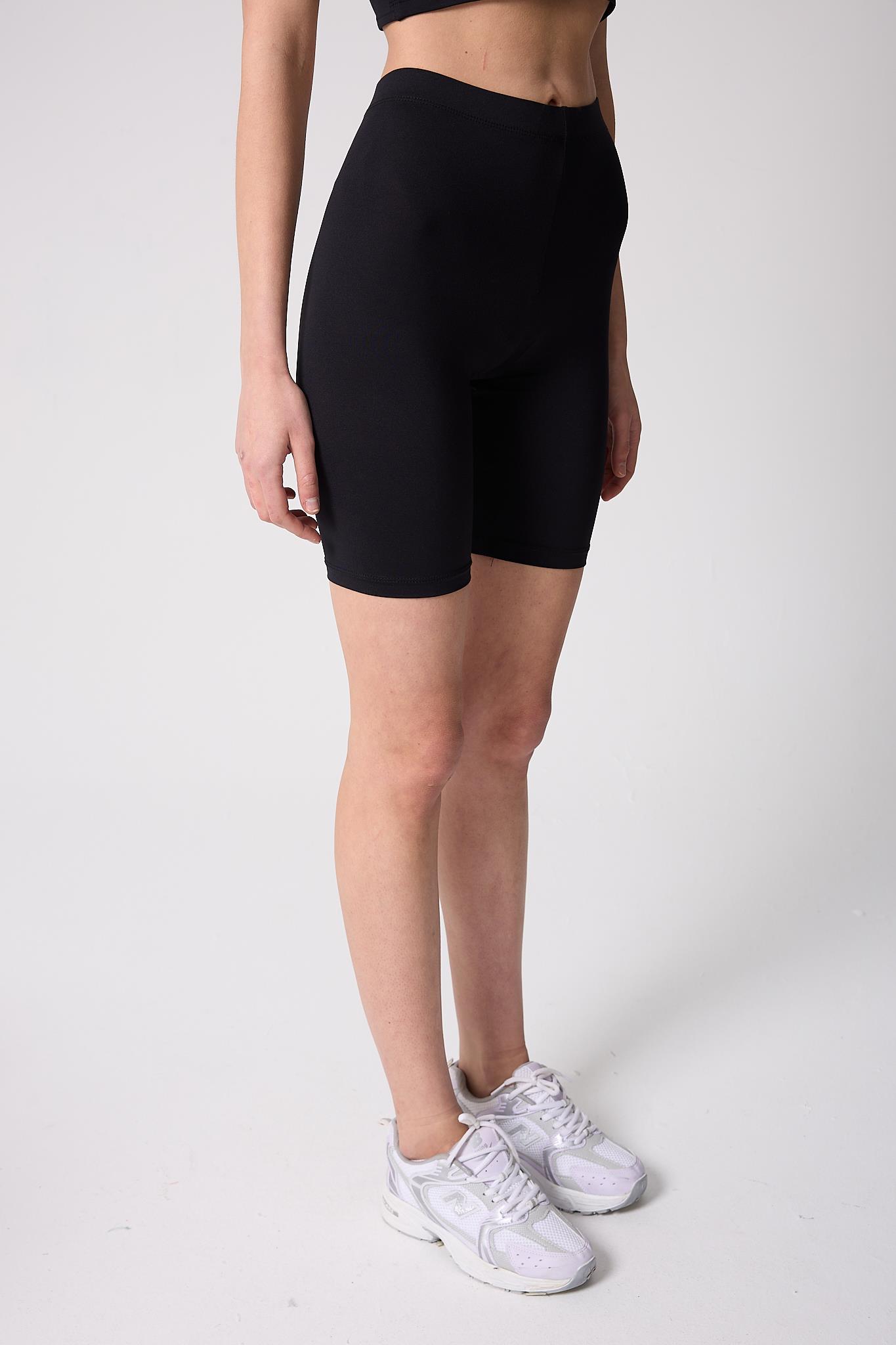 Kadın Biker Tayt Yüksek Bel Slim Fit Esnek Kumaş Siyah- 2504