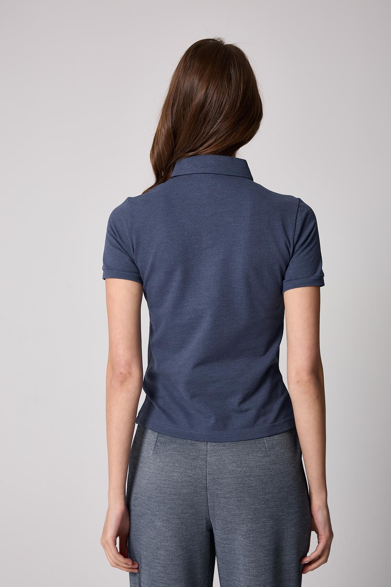 Kadın Lacivert Polo Yaka Düğmeli T-Shirt - 2519