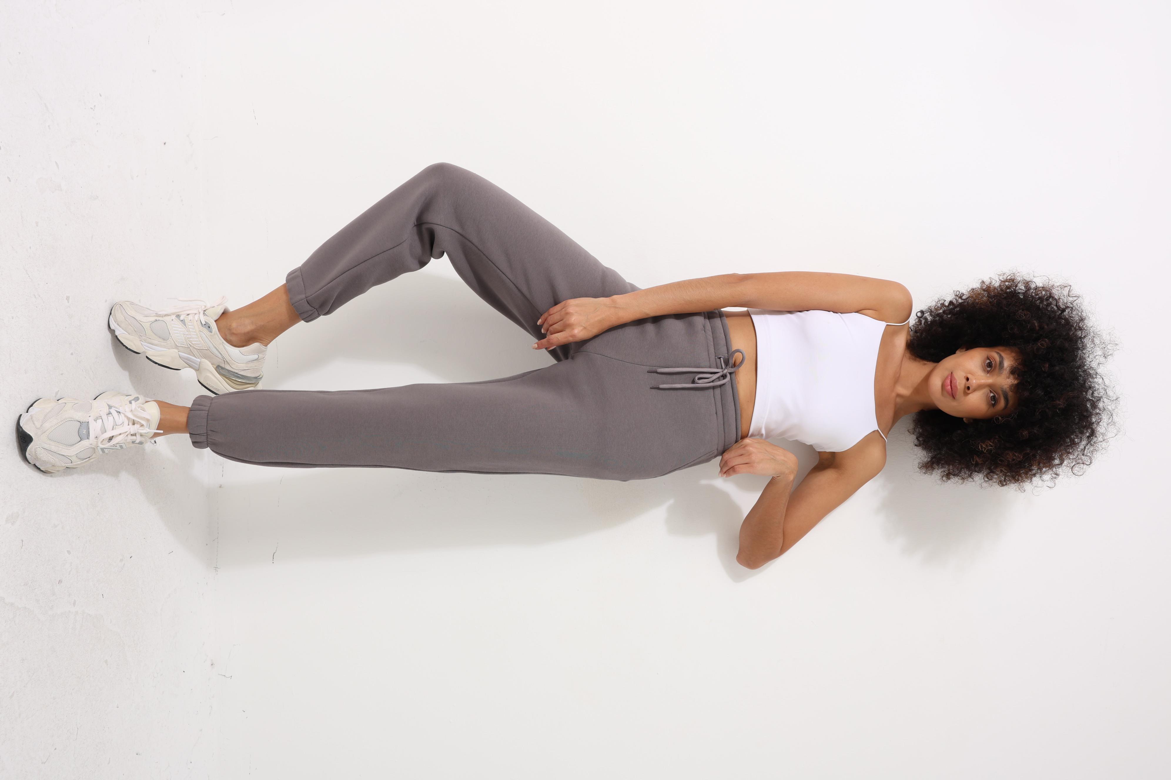 Antrasit Kadın Bağcıklı Cepli Jogger Eşofman Altı  - 2456