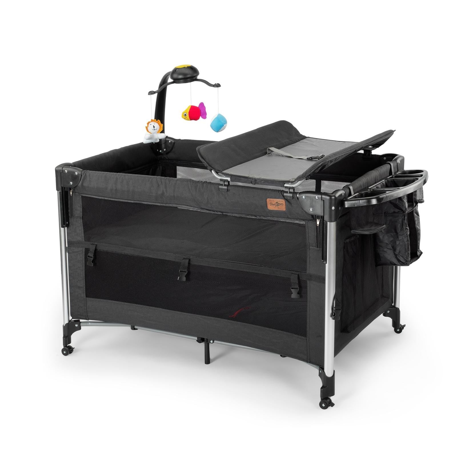 Baby2Go Luna Otomatik Anne Yanı Park Beşik Siyah