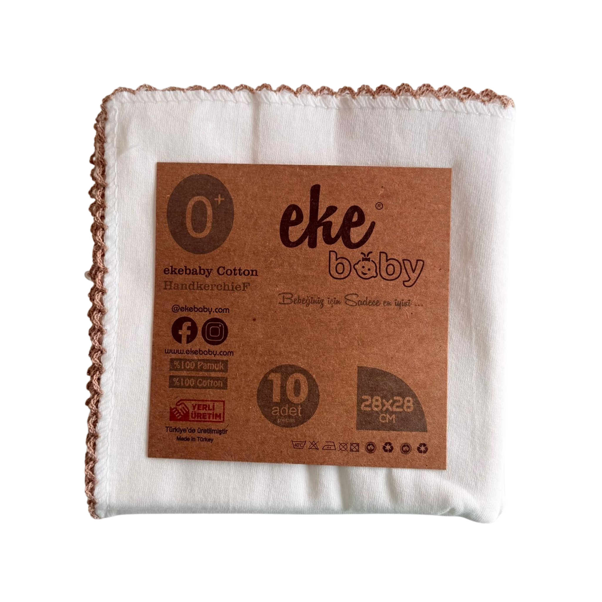 Eke Baby %100 Pamuk Ağız Mendili – 10'lu Set (28x28 cm)