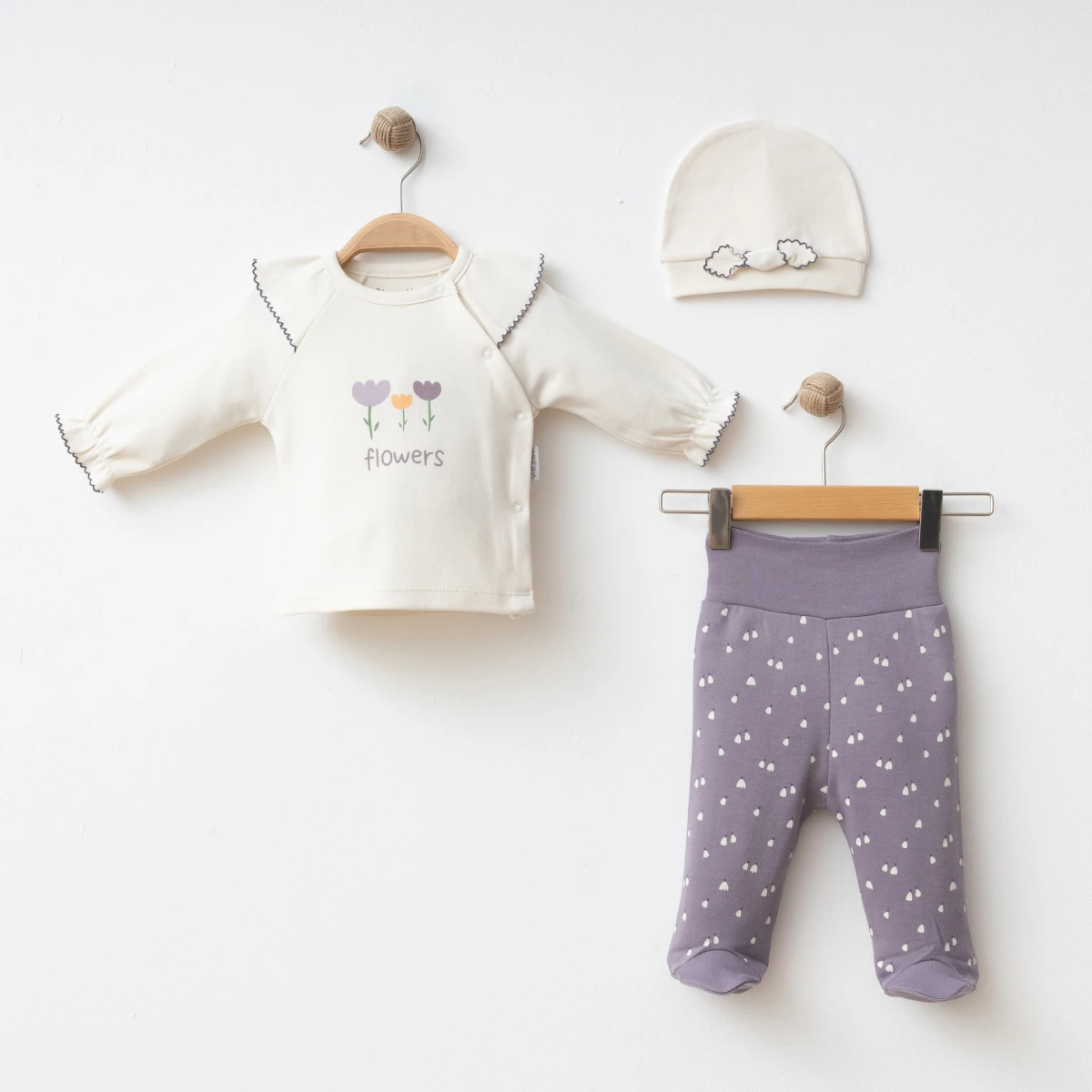 Gümüş Baby Oyalı Lale 3 Parça Takım