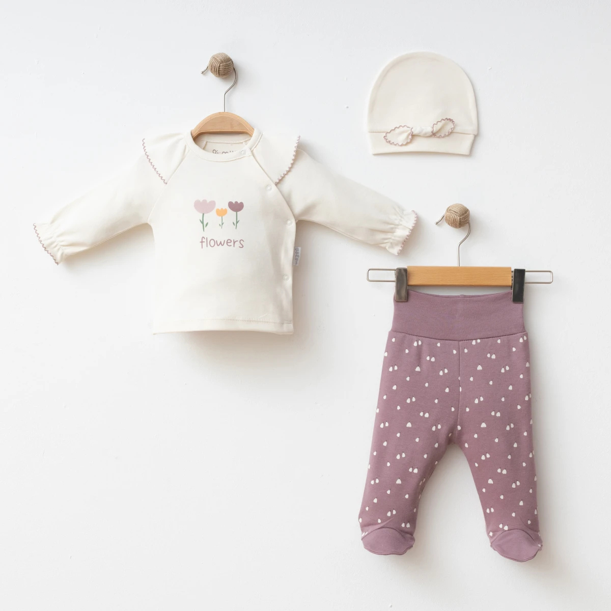Gümüş Baby Oyalı Lale 3 Parça Takım