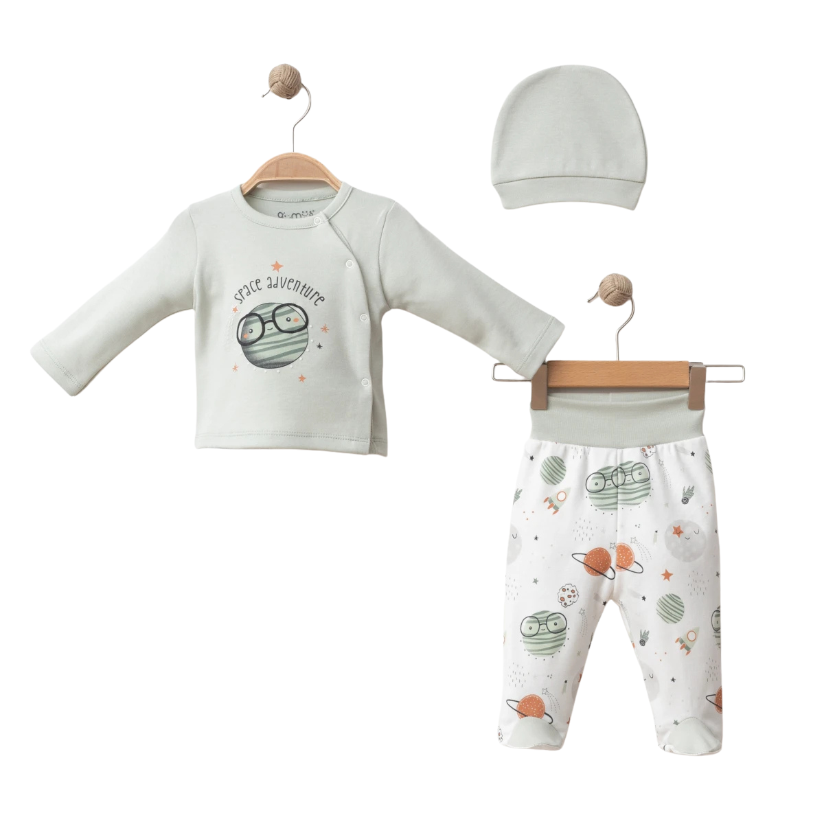 Gümüş Baby Uzay Desenli 3 Parça Takım