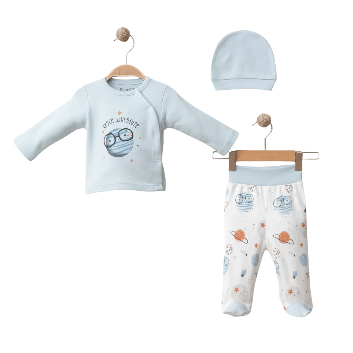 Gümüş Baby Uzay Desenli 3 Parça Takım