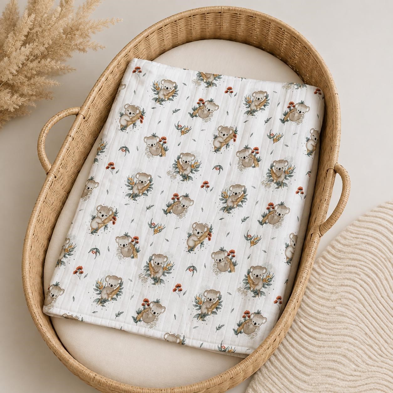 Koala Desenli Tekli Müslin Kundak
