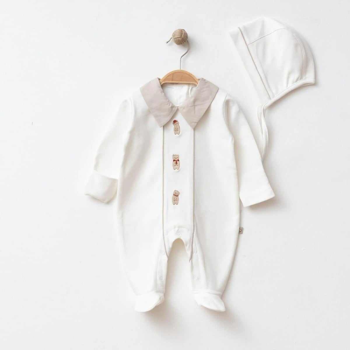 O Baby Ayıcık Nakışlı Yakalı Tulum