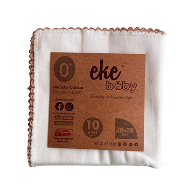 Eke Baby %100 Pamuk Ağız Mendili – 10'lu Set (28x28 cm)