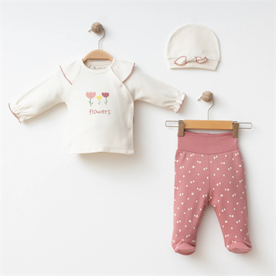 Gümüş Baby Oyalı Lale 3 Parça Takım