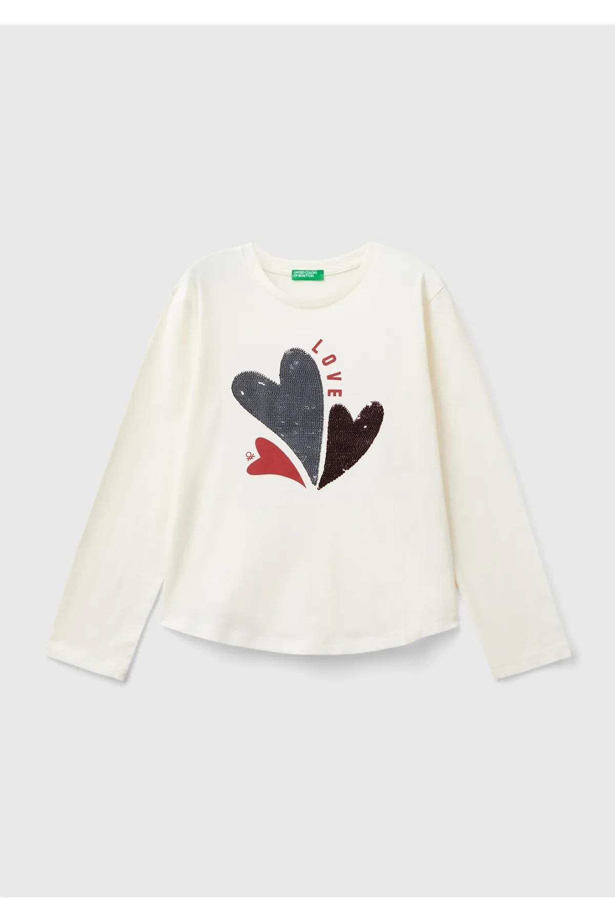 United Colors Of Benetton Kız Çocuk Uzun Kol Tshirt 10KC