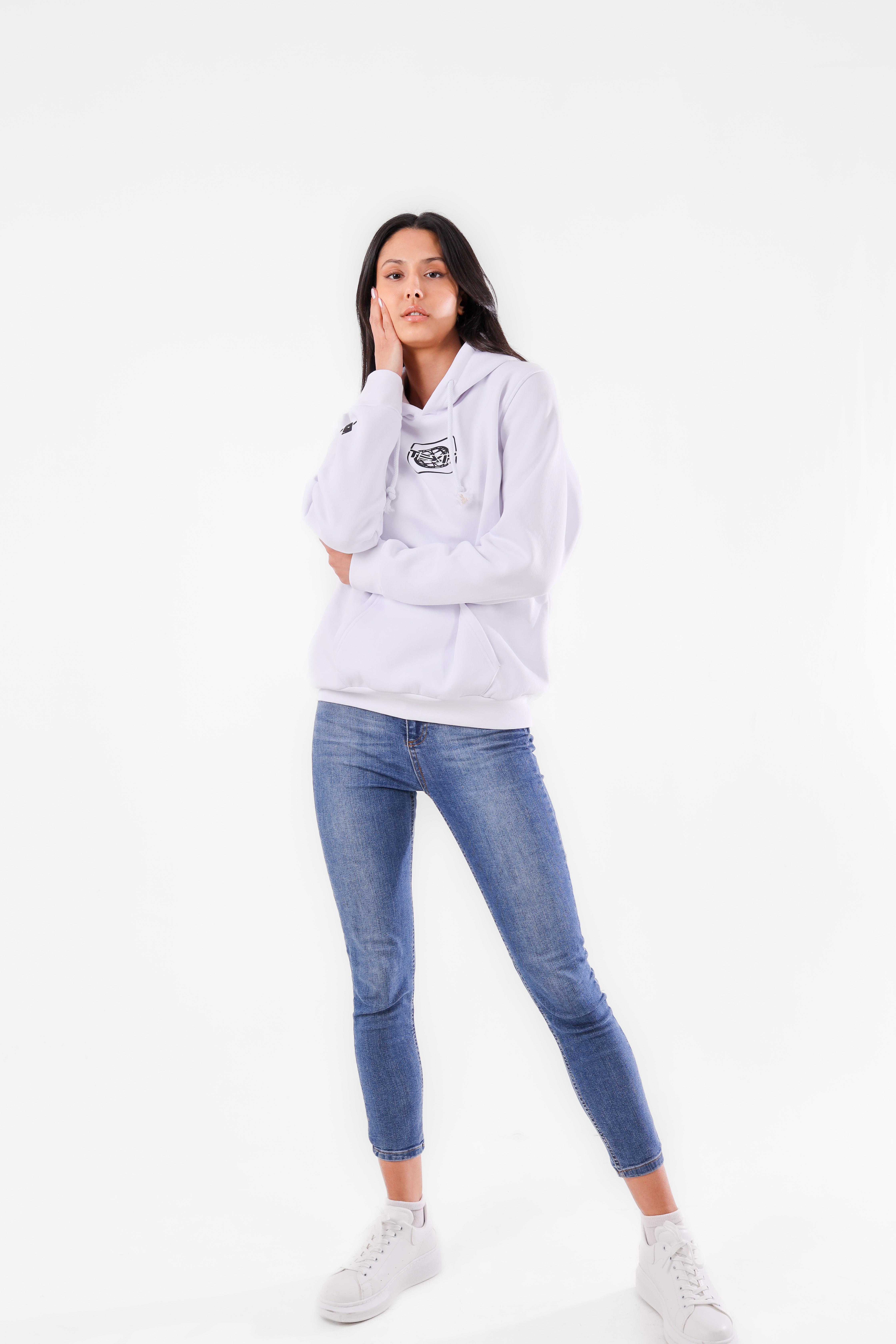 Texit White No:5 Unisex Hoodie
