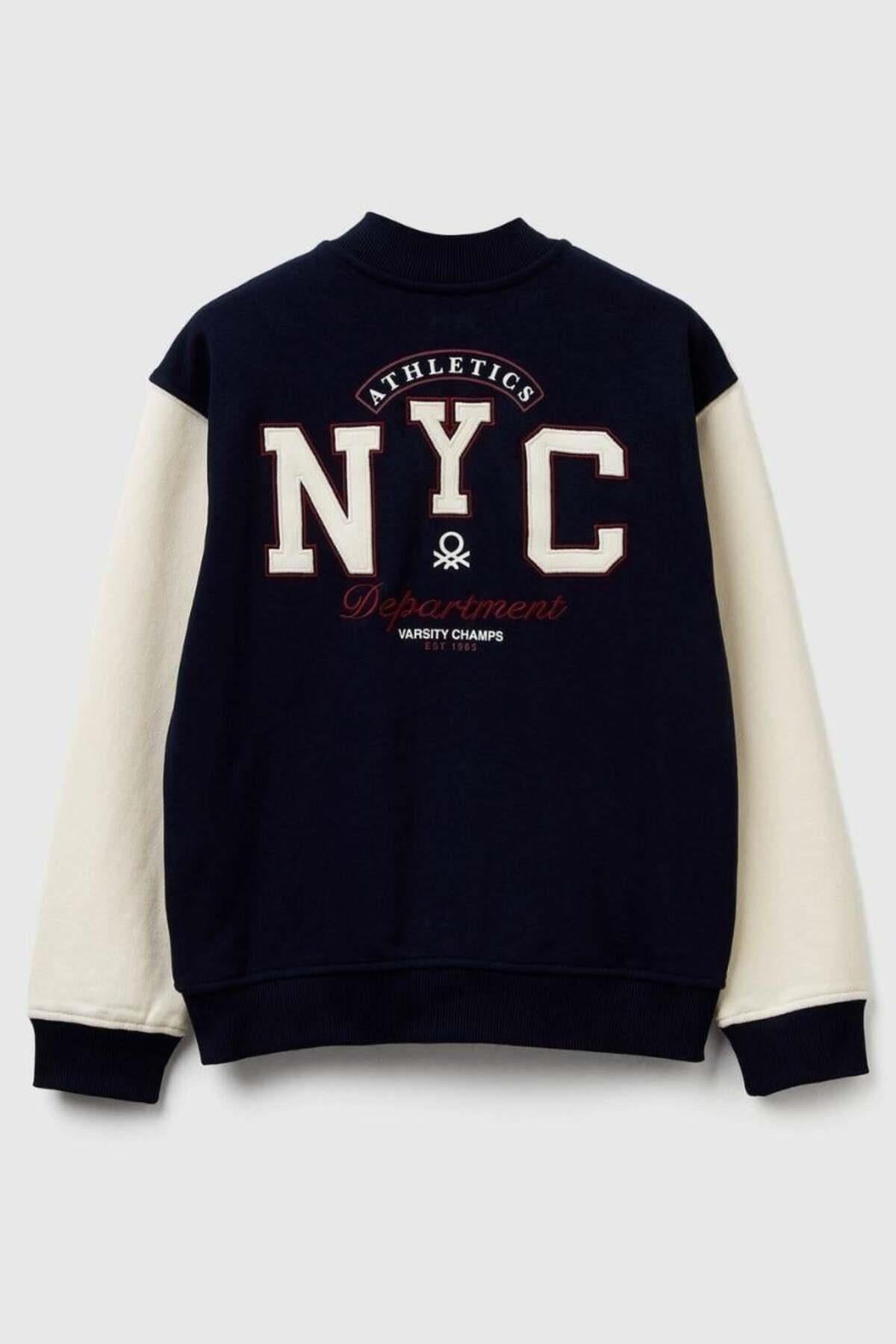 United Colors of Benetton Erkek Çocuk Bomber Kolej Ceket 505F 4/14 Yaş