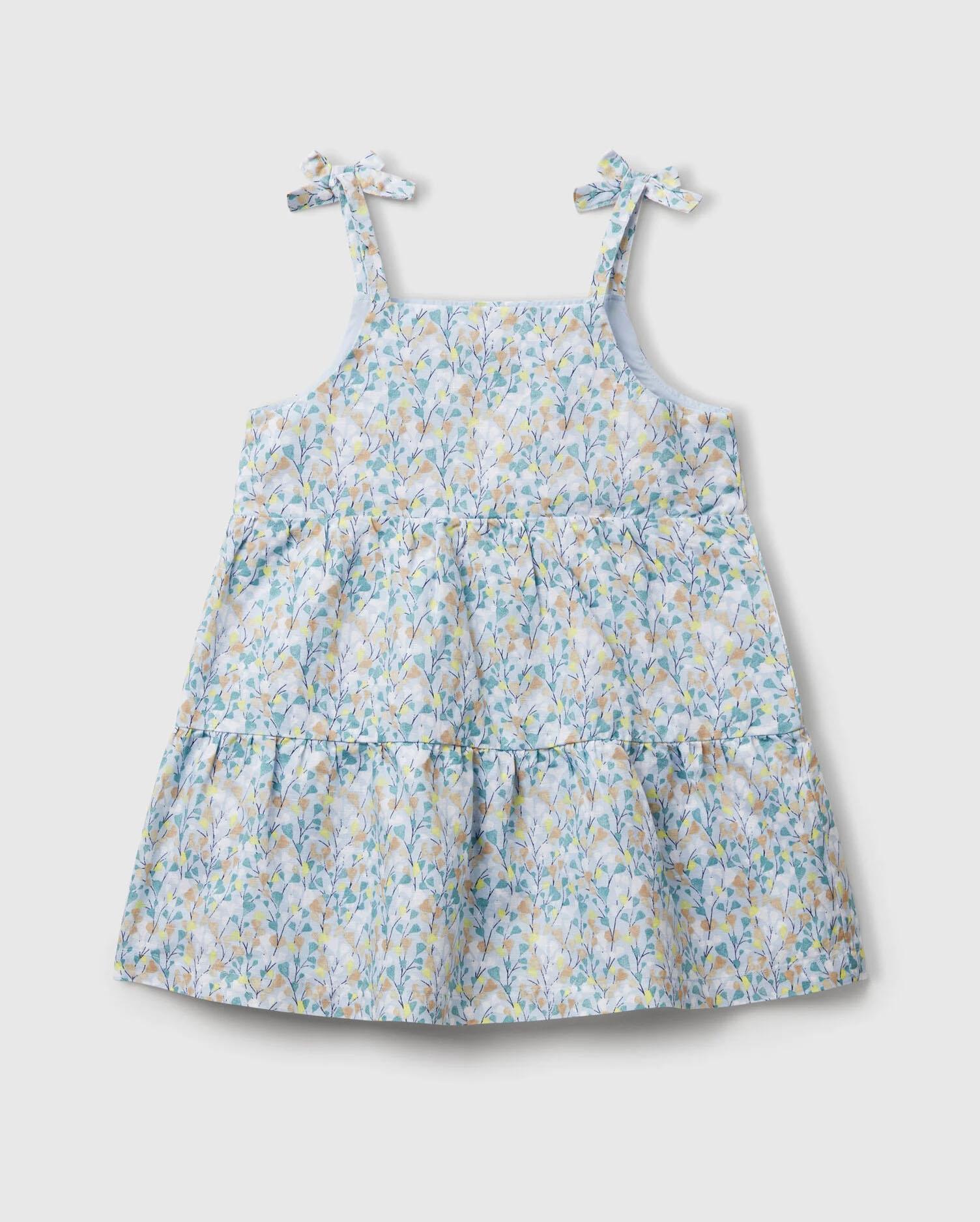 United Colors of Benetton Kız Çocuk Keten Elbise V025 1/6 Yaş