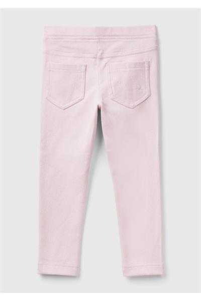 United Colors of Benetton Kız Çocuk Logo İşlemeli Beli Lastikli Dar Kesim Pantolon E00X