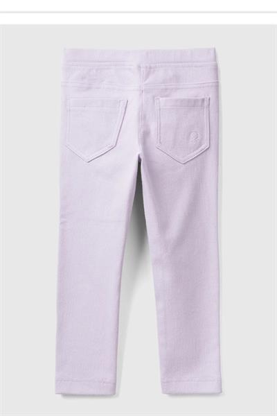 United Colors of Benetton Kız Çocuk Logo İşlemeli Beli Lastikli Dar Kesim Pantolon E00X