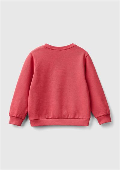 United Colors of Benetton Kız Çocuk Gül Kurusu Önü İşlemeli Ribana Detaylı Normal Kesim Bisiklet Yaka Sweatshirt