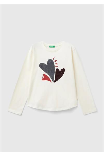United Colors Of Benetton Kız Çocuk Uzun Kol Tshirt 10KC