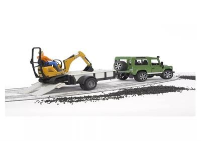 Bruder Land Rover Arazi Aracı ve Jcb Mini Kazıcı BR02593