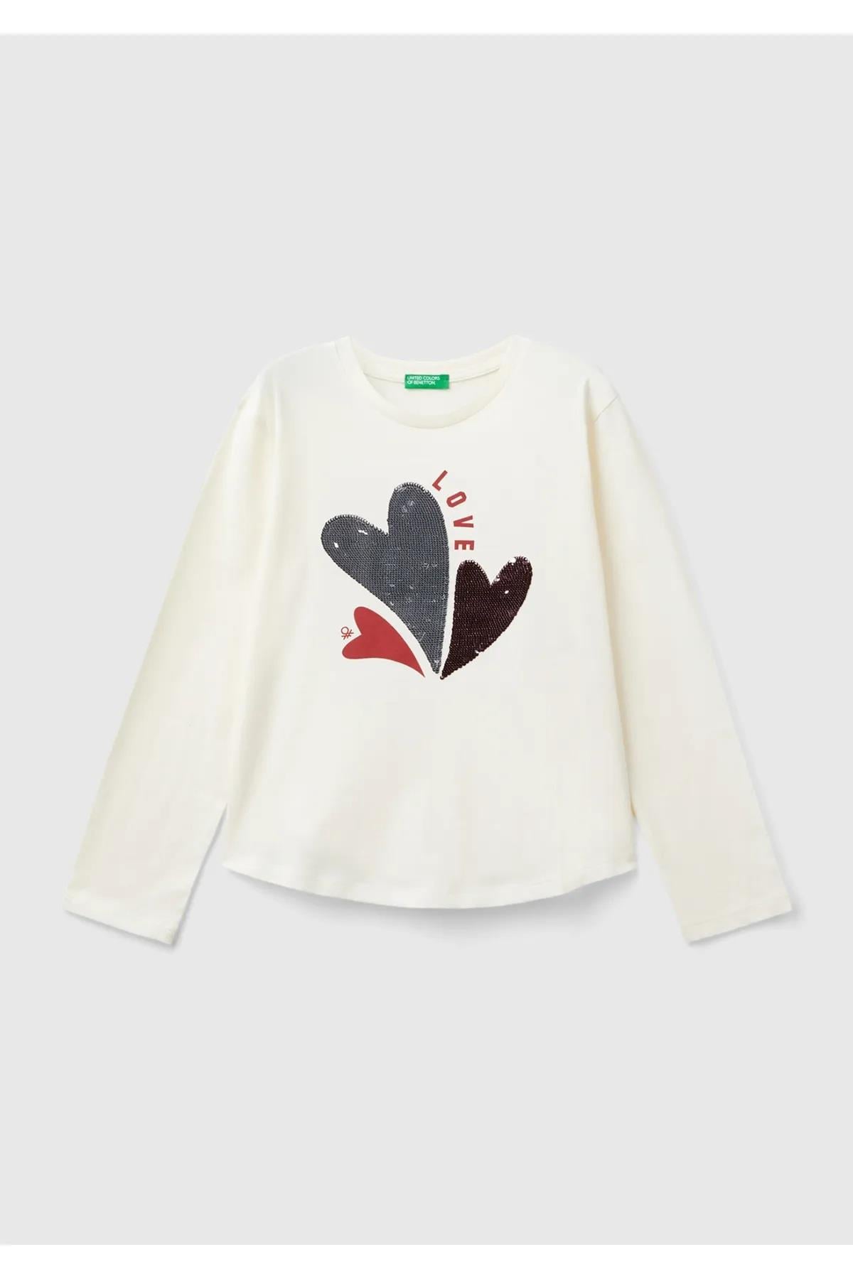 Benetton Kız Çocuk Uzun Kol Tshirt 10KC