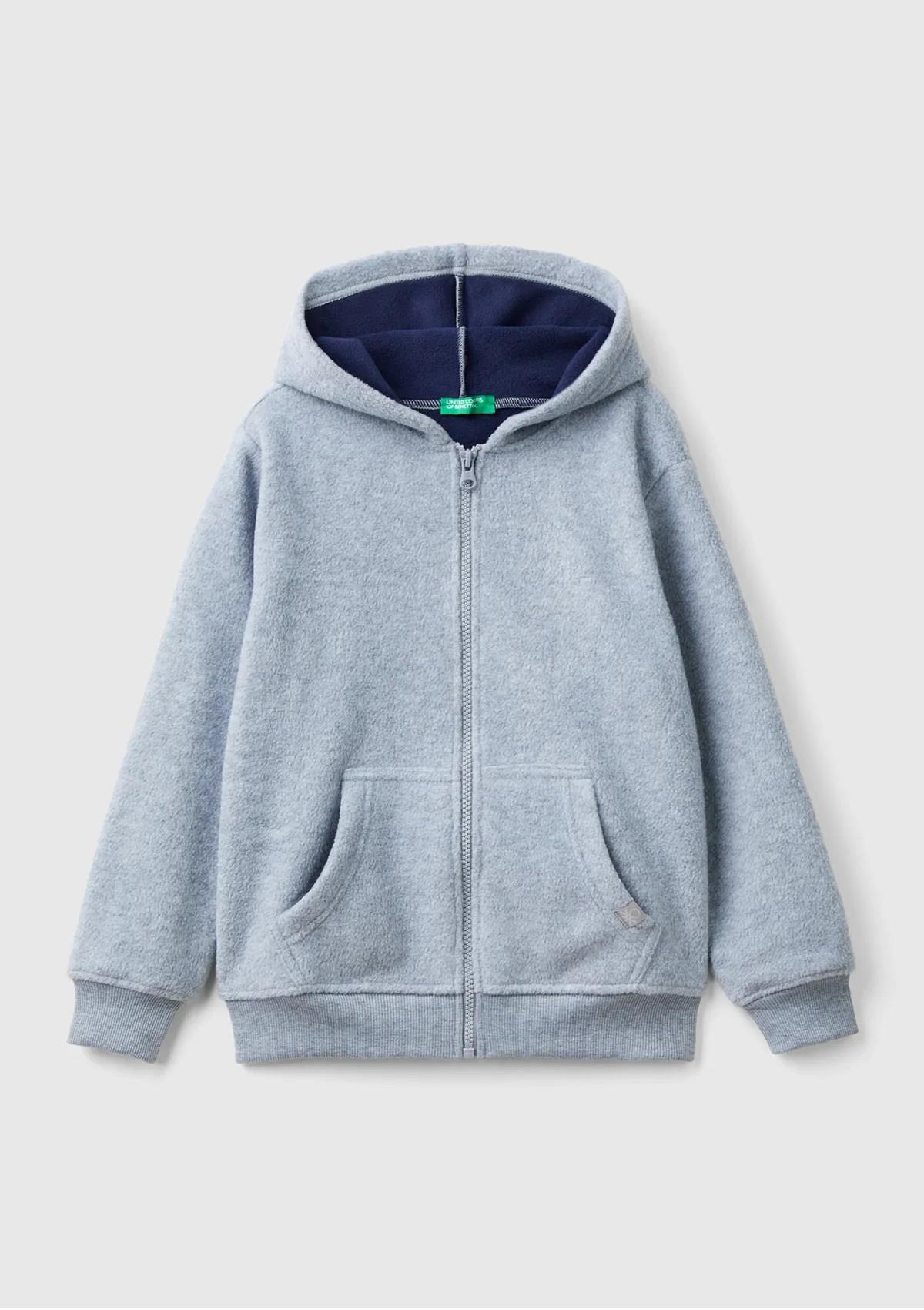 United Colors of Benetton Erkek Çocuk Gri Melanj Etiket Detaylı Sweatshirt