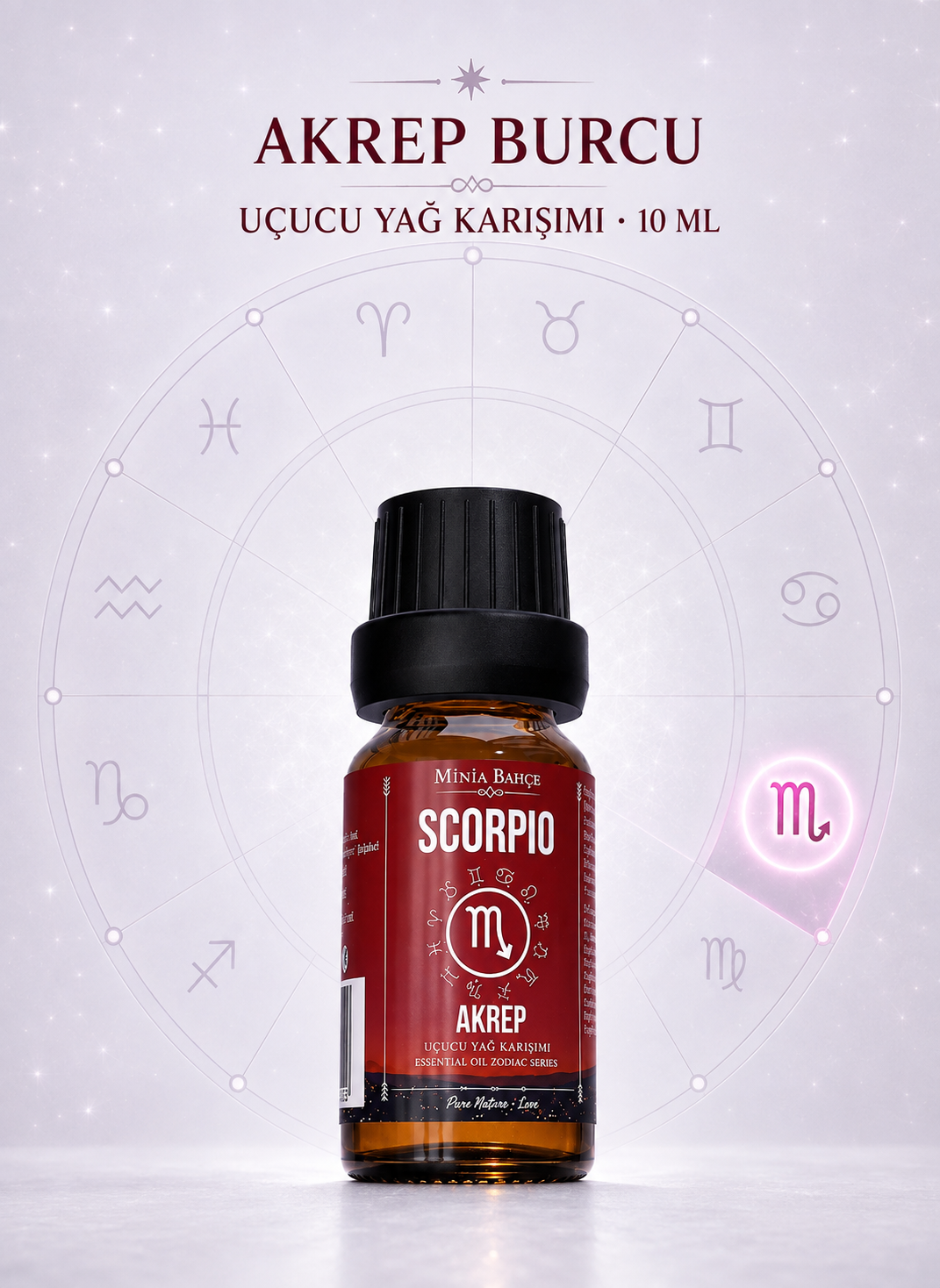 Akrep Burcu Uçucu Yağ Karışımı – Paçuli, Akgünlük, Ylang Ylang, Lavanta, Sandal Ağacı ve Çam Uçucu Yağları, 10 ml