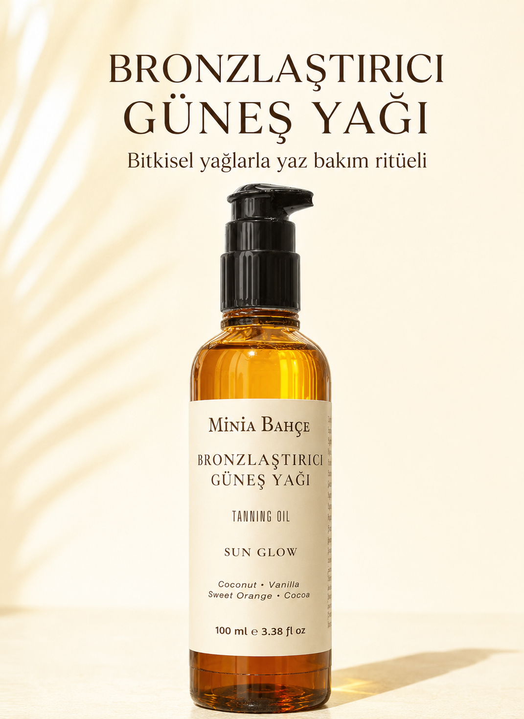 Aromaterapi Doğal Bronzlaştırıcı Güneş Yağı – Yaşlanma ve Leke Karşıtı Bitkisel Bakım – 100 ml
