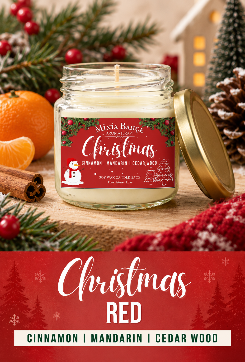 Aromaterapi Soya Mum, Yeni Yıl Soya Mumu 101 (chirstmas) , 75gr