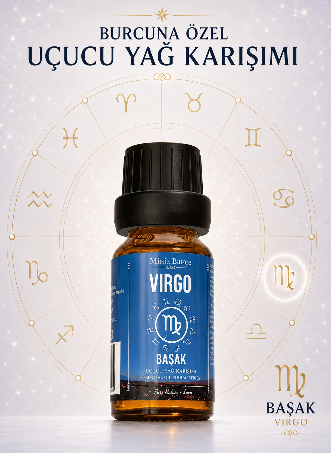 Başak Burcu Uçucu Yağ Karışımı – Lavanta, Okaliptüs, Sandal Ağacı, Greyfurt ve Adaçayı Uçucu Yağları, 10 ml