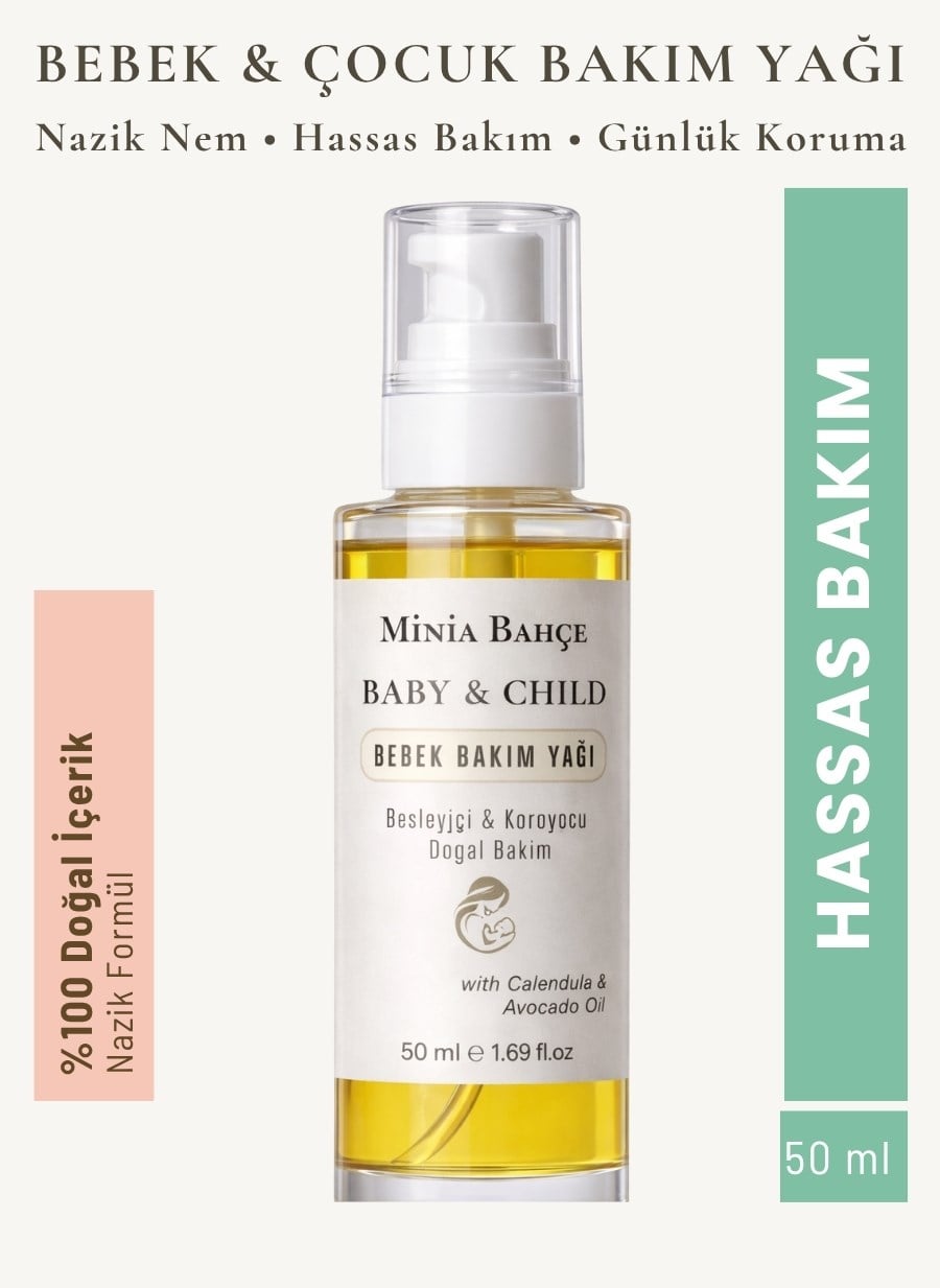 Bebek & Çocuk Bakım Yağı - %100 Doğal, Parfümsüz, 50 ml