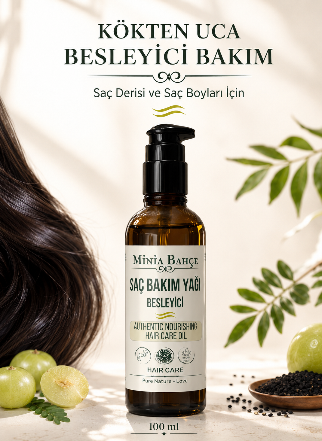 Besleyici Saç Bakım Yağı, %100 Doğal Ve Katkısız, 100ml