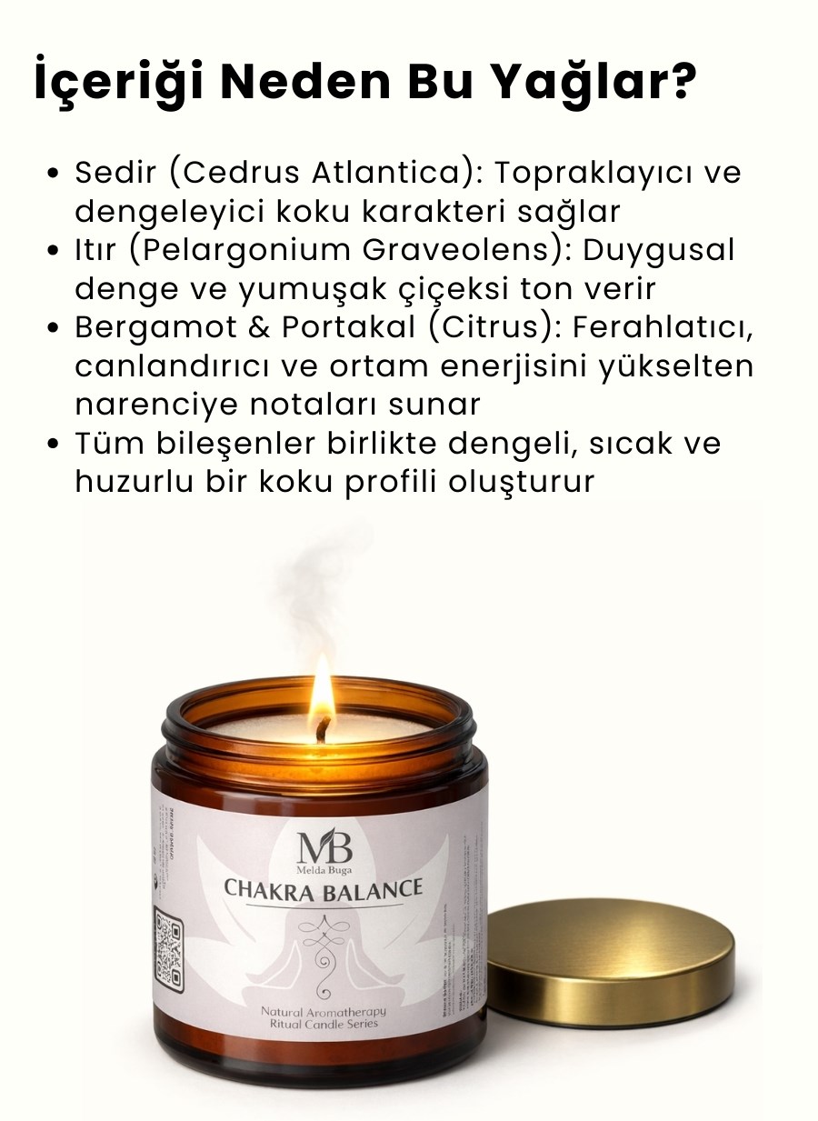 Chakra Balance Aromaterapi Soya Mumu - 100 g | Doğal Uçucu Yağlar ile Dengeleyici Mum