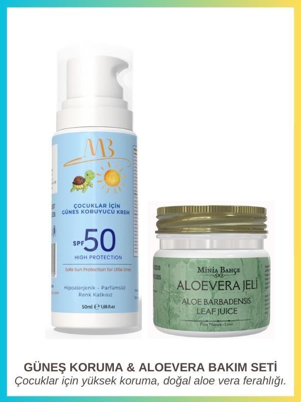 Çocuk Güneş Koruyucu & Aloe Vera Jel Seti – 50 ml + 75 ml