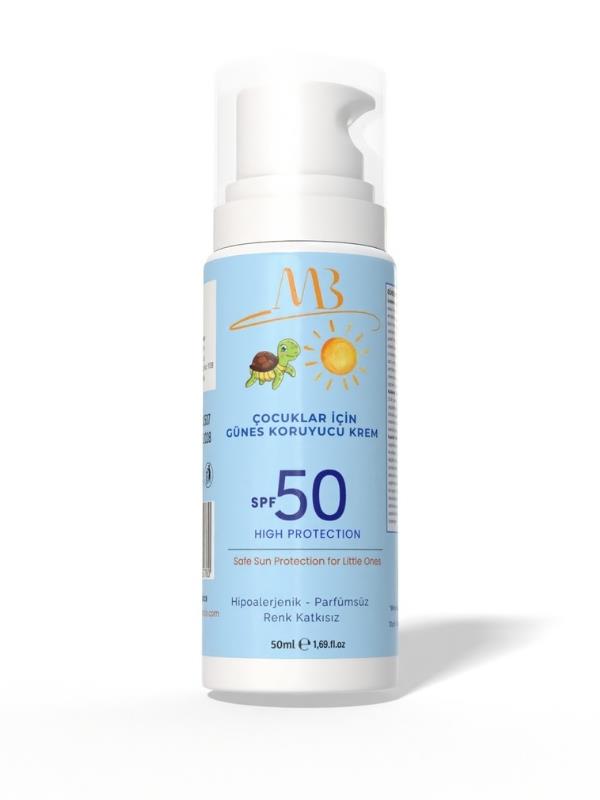 Çocuklar İçin Güneş Koruyucu Krem – SPF 50+ | %100 Doğal, Hipoalerjenik, Parfümsüz – 50 ml