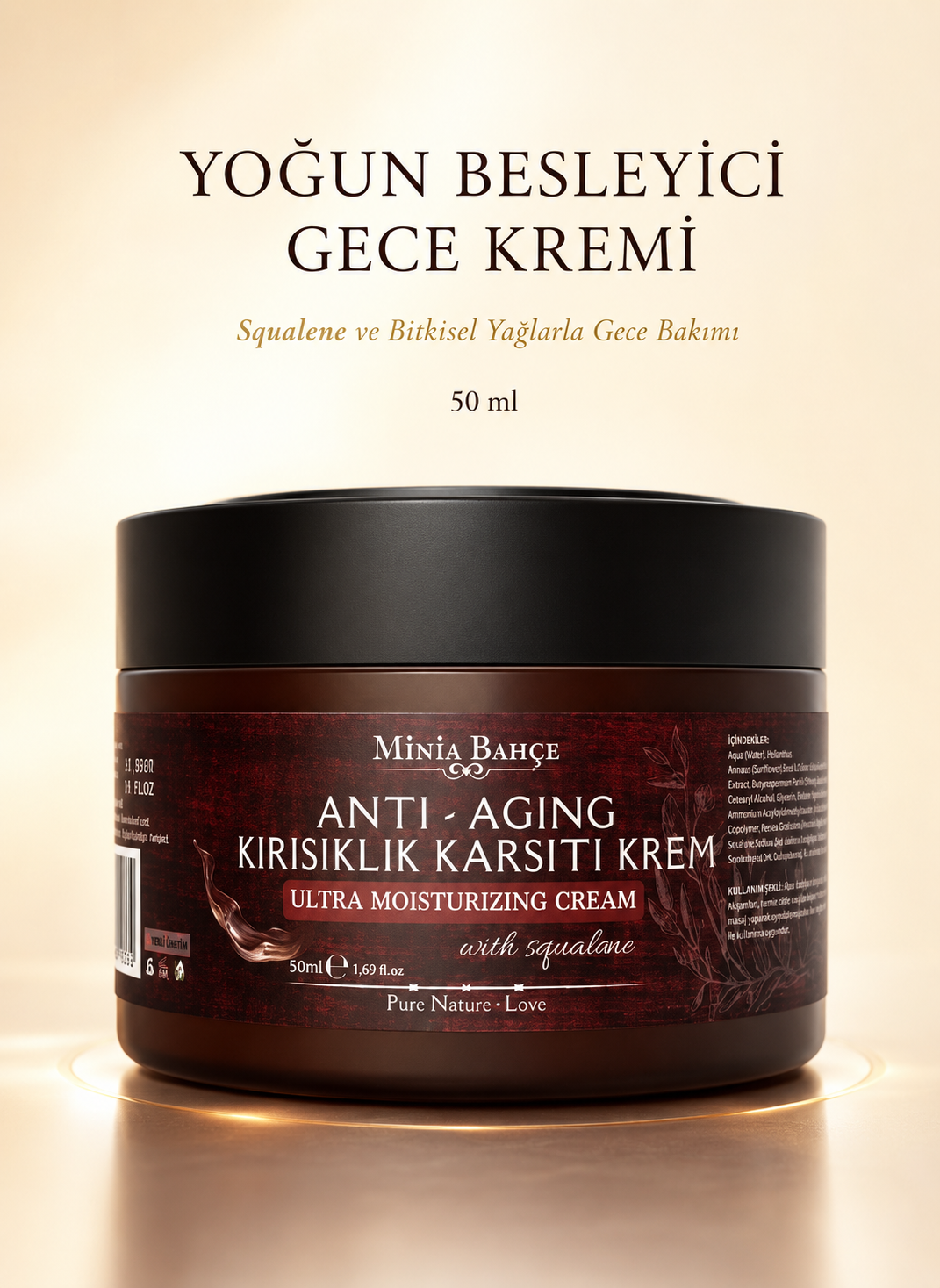 Doğal Anti-Age Kırışıklık Karşıtı Krem – %100 Doğal ve Saf, 50 ml